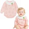 imageSimplee kids Baby Girl Outfits Baby Girls Knit Romper Long Sleeve Romper Cherry Print Romper Outfit for Fall SpringPink