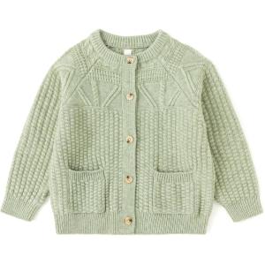 imageSimplee kids Baby Cardigan Cable Knit Toddler Cardigan Long Sleeve Fall Winter Open Front Knit SweatersCbean Paste Green