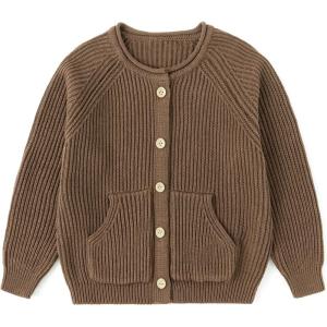 imageSimplee kids Baby Cardigan Cable Knit Toddler Cardigan Long Sleeve Fall Winter Open Front Knit SweatersCcoffeecolored