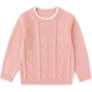 imageSimplee kids Toddler Girl Sweater Baby Knit Sweater Pullover Embroidered Sweatshirt for Fall and Winter Pink 5T