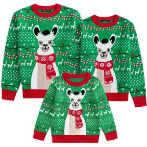 imageSimplee kids Ugly Christmas Sweater Family Matching Outfits for Holiday Party Knitted PulloverSalpaca