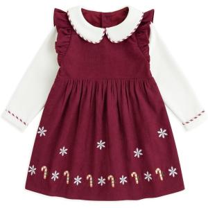 imageSimplee kids Baby Girls Peter Pan Collar Dress Long Sleeve Dress for Winter Autumn 12M6TBurgundy