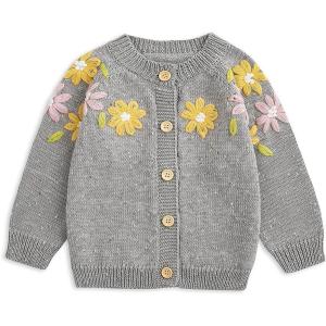 imageSimplee kids Baby Girl Thin Sweater Solid White Pink Cardigans for Toddler 03YearsClight Gray