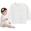 imageSimplee kids Baby Girl Thin Sweater Solid Cardigans Baby Girls Long Sleeve CardiganD  White