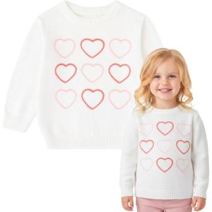 imageSimplee kids Baby Pullover Sweater Valentines Outfit Love Embroidery Knit Sweaters Coat for Autumn Fall and WinterWhite Hearts