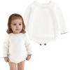 imageSimplee kids Baby Girls Kint Romper Fall Long Sleeve Rompers Newborn Baby Solid Overall Jumpsuit OutfitsAwhite