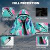 image:imageSimplee kids Girls Waterproof Snow Jacket Fleece Winter Windproof Ski Jackets for Toddler Girls Hooded Warm CoatMblue and Green Splash Ink