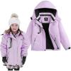 image:imageSimplee kids Girls Waterproof Snow Jacket Fleece Winter Windproof Ski Jackets for Toddler Girls Hooded Warm CoatFpurple