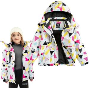 image:imageSimplee kids Girls Waterproof Snow Jacket Fleece Winter Windproof Ski Jackets for Toddler Girls Hooded Warm CoatRgeometry