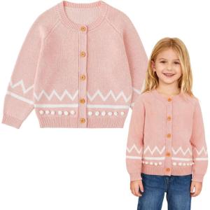 image:imageSimplee kids Baby Cardigan Cable Knit Toddler Cardigan Long Sleeve Fall Winter Open Front Knit SweatersCcherry Blossom Pink