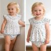 image:imageSimplee kids Baby Girls Romper Sleeveless Summer Outfits Rompers baby rompers girl Floral Pattern Button One Piece OutfitBlue Rabbit