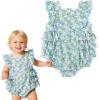 image:imageSimplee kids Baby Girls Romper Sleeveless Summer Outfits Rompers baby rompers girl Floral Pattern Button One Piece OutfitBlue Floral