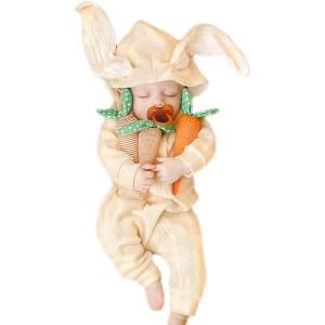 image:imageSimplee kids Animal Bunny Baby Easter Romper Long Ear Rabbit Hoodie Romper Jumpsuit with Zipper5light Yellow