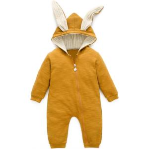 image:imageSimplee kids Animal Bunny Baby Easter Romper Long Ear Rabbit Hoodie Romper Jumpsuit with ZipperCyellow