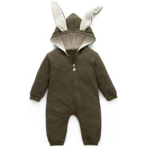 image:imageSimplee kids Animal Bunny Baby Easter Romper Long Ear Rabbit Hoodie Romper Jumpsuit with ZipperDarmy Green