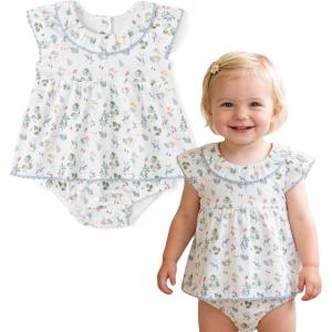image:imageSimplee kids Baby Girls Romper Sleeveless Summer Outfits Rompers baby rompers girl Floral Pattern Button One Piece OutfitBlue Rabbit