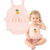image:imageSimplee kids Baby Girl Knit Romper Fall Sleeveless Pompoms Rompers Newborn Little Girl Overall Jumpsuit OutfitsApink Ruffle