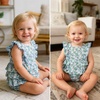 image:imageSimplee kids Baby Girls Romper Sleeveless Summer Outfits Rompers with Blue Floral Pattern for 612 Months