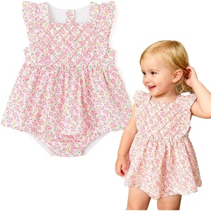 image:imageSimplee kids Baby Girls Romper Sleeveless Summer Outfits Rompers Pink Floral Pattern for 03 Months