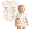 image:imageSimplee kids Baby Girl Floral Romper Summer Short Sleeve Ruffled Infant Romper for 324 MonthsPink Rose