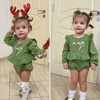 image:imageSimplee kids Baby Girls Linen Handmade Jumpsuit Summer Long Sleeve Jumpsuit Newborn BabyBcolive Green