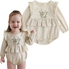 image:imageSimplee kids Baby Girls Linen Handmade Jumpsuit Summer Long Sleeve Jumpsuit Newborn BabyBcapricot