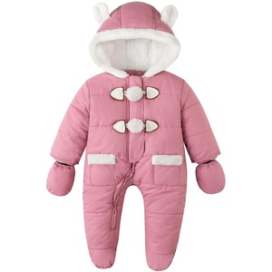 image:imageSimplee kids Baby Infant Boys Girls Snowsuit Winter Hooded Footed Warm Jumpsuit Outerwear with Gloves for 324 MonthsLake Pink