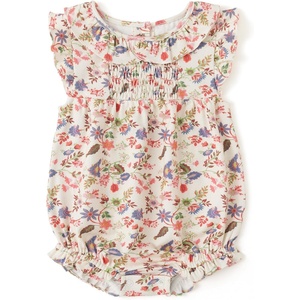 image:imageSimplee kids Baby Infant Girls Cotton Short Sleeve Summer Ruffle Romper 324 MonthsFloral Plant