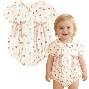 image:imageSimplee kids Baby Infant Girls Cotton Short Sleeve Summer Ruffle Romper 324 MonthsPink Rose