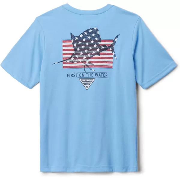 imageColumbia Boys PFG Short Sleeve Graphic TeeWhite CapFins  Stripes Graphic