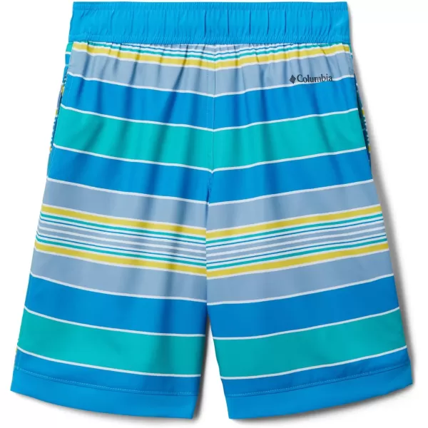 imageColumbia Boys Sandy Shores Boardshort MoistureWicking UV Sun ProtectionBright Aqua Danby StripeCompass Blue