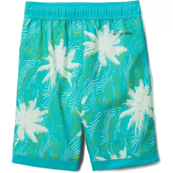 imageColumbia Boys Sandy Shores Boardshort MoistureWicking UV Sun ProtectionBright Aqua Topo PalmsBright Aqua