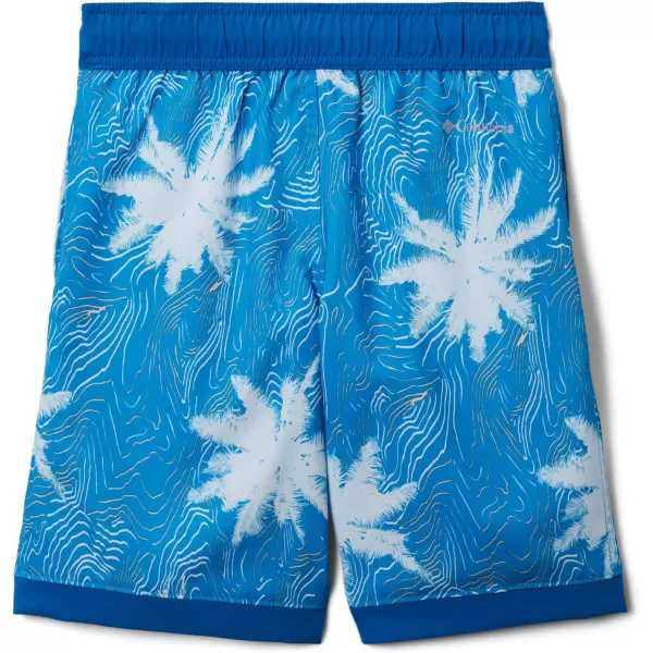imageColumbia Boys Sandy Shores Boardshort MoistureWicking UV Sun ProtectionCompass Blue Topo PalmsBright Indigo