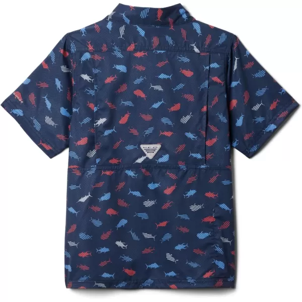 imageColumbia Boys Super Slack Tide Short Sleeve Camp ShirCollegiate Navy Stars N Stripes
