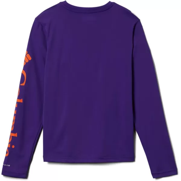 imageColumbia Kids Collegiate Youth Terminal Tackle LS ShirtCle  Vivid PurpleSpark Orange