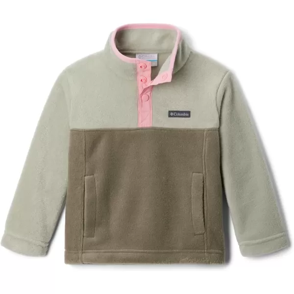 imageColumbia Kids Steens MTN 14 Snap Fleece PullOverStone Green  Safari