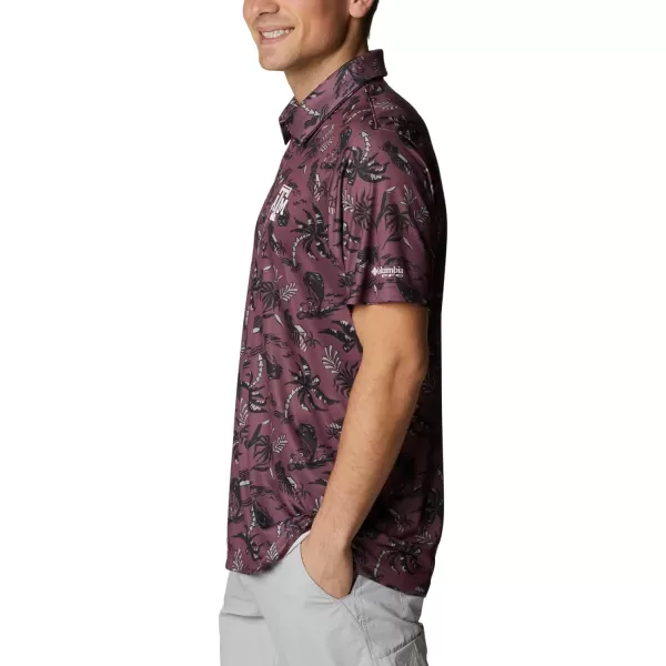 imageColumbia Mens Collegiate Super Terminal Tackle PoloTam  Deep Maroon Dorado Isle Print