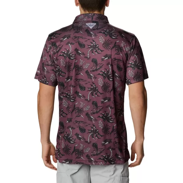 imageColumbia Mens Collegiate Super Terminal Tackle PoloTam  Deep Maroon Dorado Isle Print