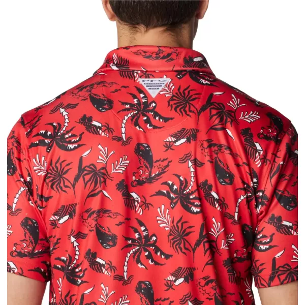 imageColumbia Mens Collegiate Super Terminal Tackle PoloUga  Bright Red Dorado Isle Print