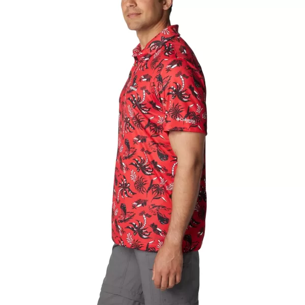 imageColumbia Mens Collegiate Super Terminal Tackle PoloUga  Bright Red Dorado Isle Print