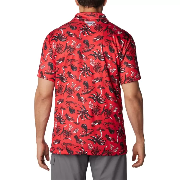 imageColumbia Mens Collegiate Super Terminal Tackle PoloUga  Bright Red Dorado Isle Print