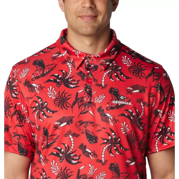 imageColumbia Mens Collegiate Super Terminal Tackle PoloUga  Bright Red Dorado Isle Print