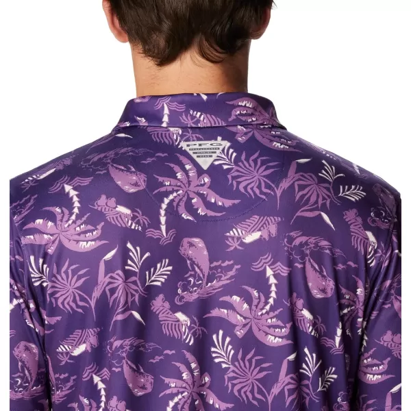 imageColumbia Mens Collegiate Super Terminal Tackle PoloUw  Uw Purple Dorado Isle Print