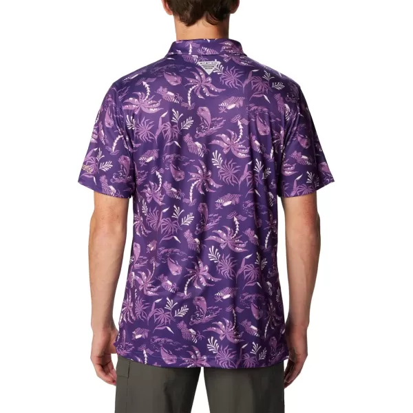imageColumbia Mens Collegiate Super Terminal Tackle PoloUw  Uw Purple Dorado Isle Print