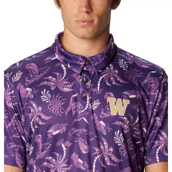 imageColumbia Mens Collegiate Super Terminal Tackle PoloUw  Uw Purple Dorado Isle Print