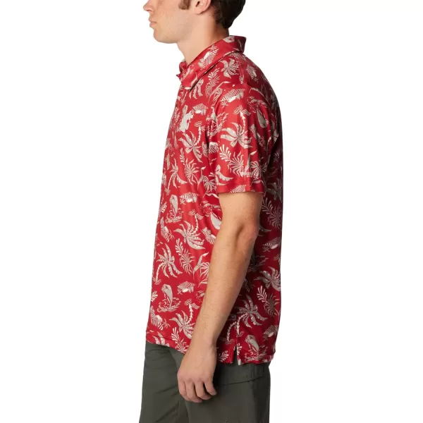 imageColumbia Mens Collegiate Super Terminal Tackle PoloWaz  Red Velvet Dorado Isle Print