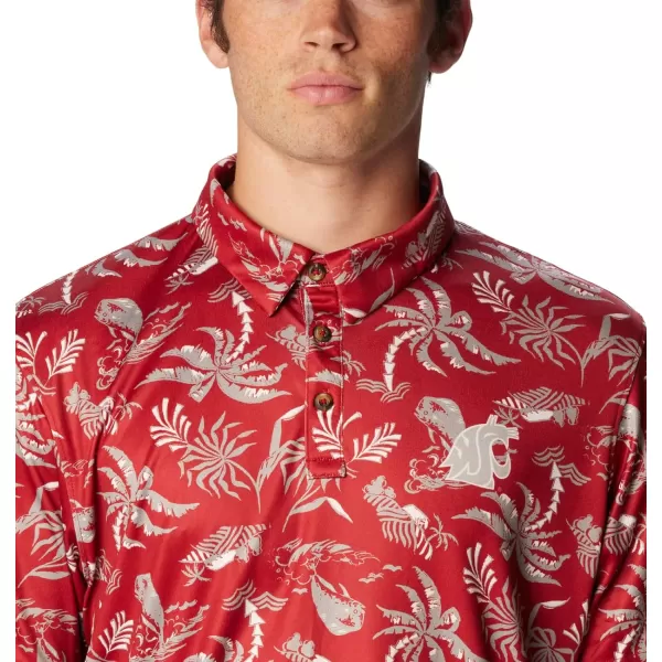 imageColumbia Mens Collegiate Super Terminal Tackle PoloWaz  Red Velvet Dorado Isle Print