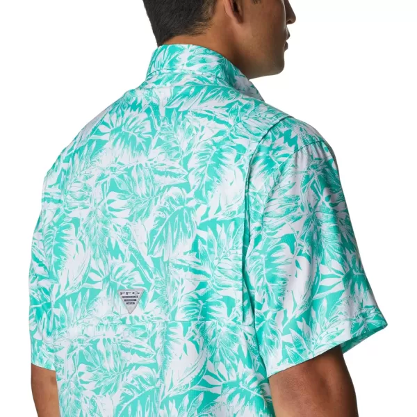 imageColumbia Mens Super Tamiami Long Sleeve ShirtElectric Turquoise Hawaiian Throwback Print