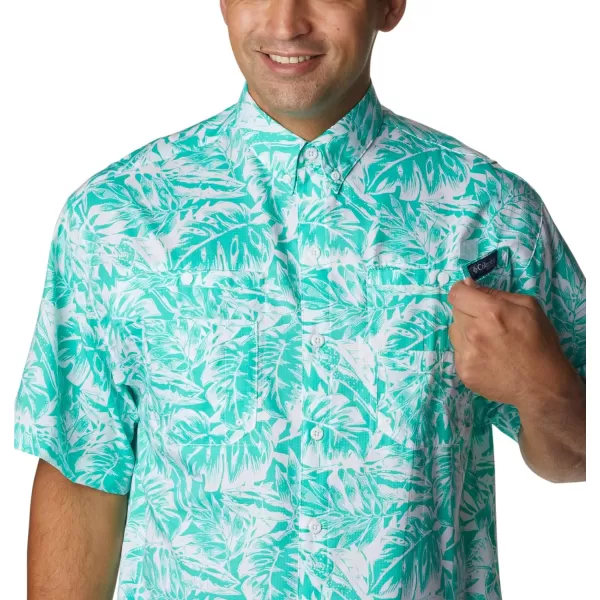 imageColumbia Mens Super Tamiami Long Sleeve ShirtElectric Turquoise Hawaiian Throwback Print