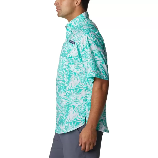 imageColumbia Mens Super Tamiami Long Sleeve ShirtElectric Turquoise Hawaiian Throwback Print